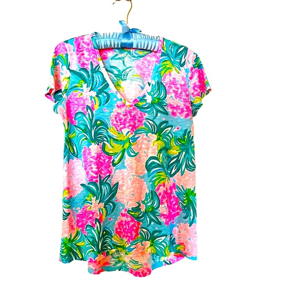 Lilly Pulitzer Etta V-Neck Top Floral XS Excellent Condition - Picture 5 of 9